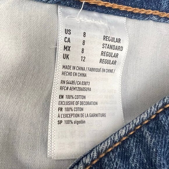 American Eagle Shadow Patched Tomgirl Distressed Button fly Jeans Size 8 - Picture 9 of 10